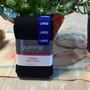 Kirkland Signature Black Opaque Tights 2-Pack - Large